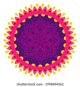 Illustration of Diwali rangoli. Deepavali or dipavali festival of lights.