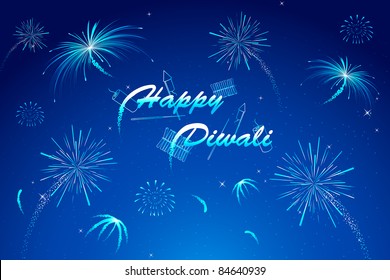 illustration of diwali wish with firework in night sky