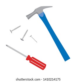 Illustration of DIY tools. (screw drivers, screws, etc.)