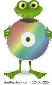 illustration DJ curiosity green frog and CD