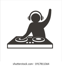 illustration of dj with headphones, vector art.