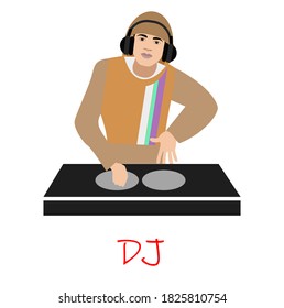 illustration with a DJ Man in modern style