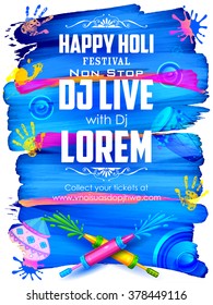 illustration of DJ party banner for Holi celebration