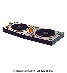 Ilustração de um misturador de mesa giratória de DJ
