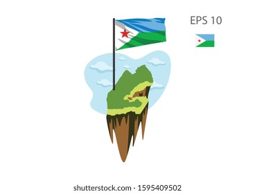 Illustration of the Djibouti flag, vector image.