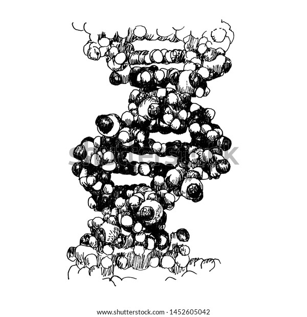 白い背景にdna遺伝子組み換えのイラスト ビンテージベクター線画彫刻スタイル のベクター画像素材 ロイヤリティフリー