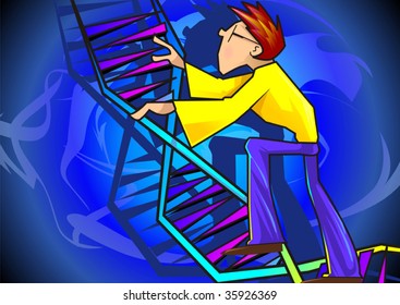 Illustration of dna model in blue colour background	