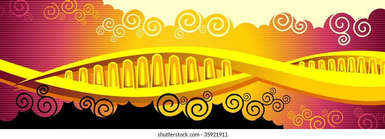 Illustration of dna model in  colour background	