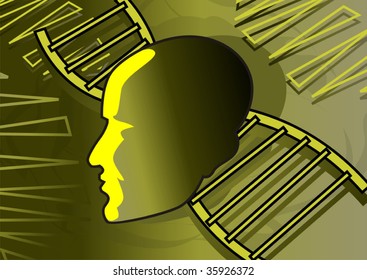 Illustration of dna model in  colour background	