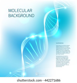 Illustration of a DNA molecule. Molecule background.