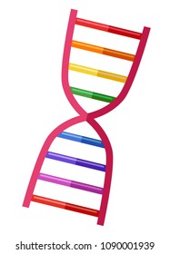 Illustration of a DNA in Rainbow Colors