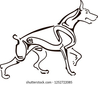 Illustration of Doberman pinscher dog