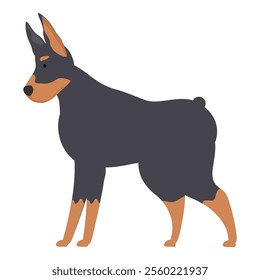 Illustration of a doberman pinscher standing with its ears up, showing its strength and alertness