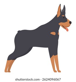 Illustration of a doberman pinscher standing with its tongue out