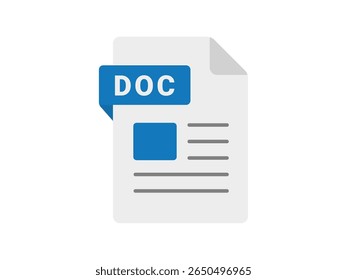 Ilustração do ícone do arquivo de extensão DOC.