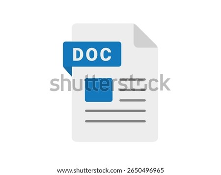 Illustration of DOC extension file icon.