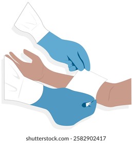 illustration Doctor applying bandage on hand