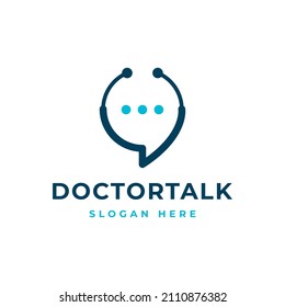 Illustration doctor chat talk with  stethoscope logo vector icon 