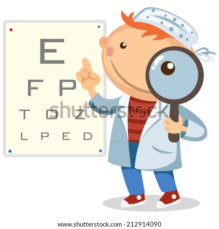 Illustration doctor checks vision