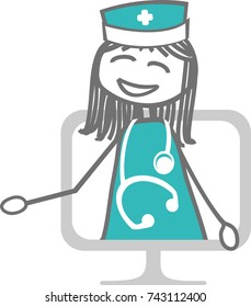 Illustration of a doctor consultation remotely via the Internet
