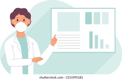 illustration of a doctor explaining his presentation