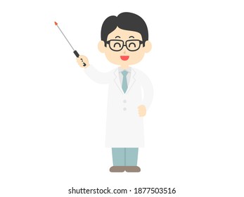 Illustration of a doctor explaining with a pointer.