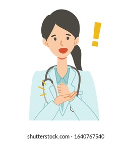 Illustration of a doctor flashing the answer to the problem.
