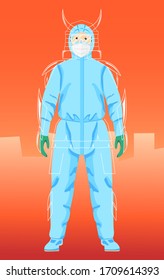 illustration the doctor is a hero knight who saves the sick from the corona virus. fight covid-19