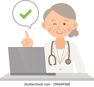 illustration of doctor with laptop