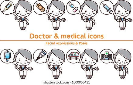 Illustration of doctor and medical icons