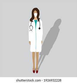 Illustration of doctor with medical mask. Symbol of covid-19 and hospital.