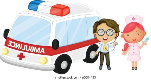 illustration of a doctor and nurse on a white background