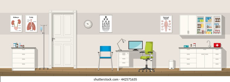 Illustration Of A Doctor Office, Panorama