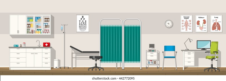 Illustration Of A Doctor Office, Panorama