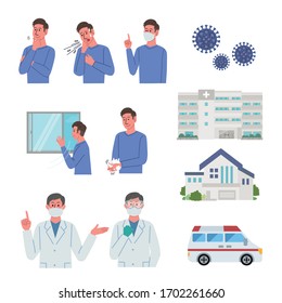 Illustration of doctor and patient infection control