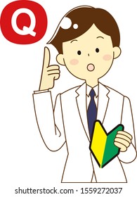Illustration of doctor with question and answer icon