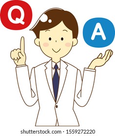 Illustration of doctor with question and answer icon