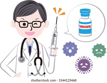 Illustration of a doctor recommending vaccination