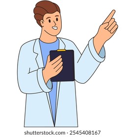 Ilustración de un doctor tratando de explicar algo