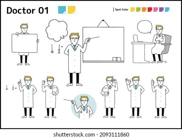 Illustration of a doctor in various poses