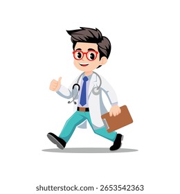 ilustração médico andando shile mostrar seu polegar. adequado para aplicação ícone e elemento web