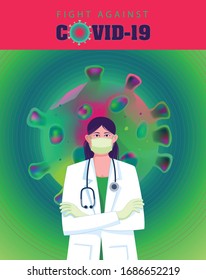 Illustration of a doctor wearing a mask, Covid-19 Corona virus