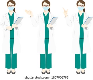 
Illustration of a doctor wearing a mask and guiding