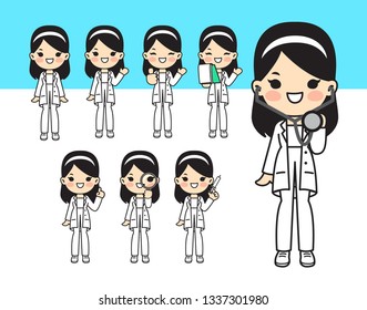 Illustration for doctor.Cute style.