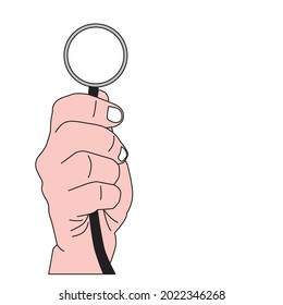 illustration of the doctor's hand holding a stethoscope, isolated on white background. copy space background