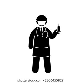  Ilustración de médicos y enfermeras con máscaras. Vector. figura