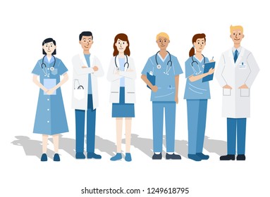 Illustration of doctors and nurses, Vector