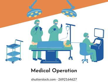 Ilustración de los médicos que realizan cirugía