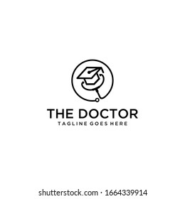 Illustration of doctor's stethoscope sign combined with bachelor hat.