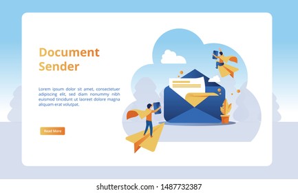 Illustration of document sender for business landing pages